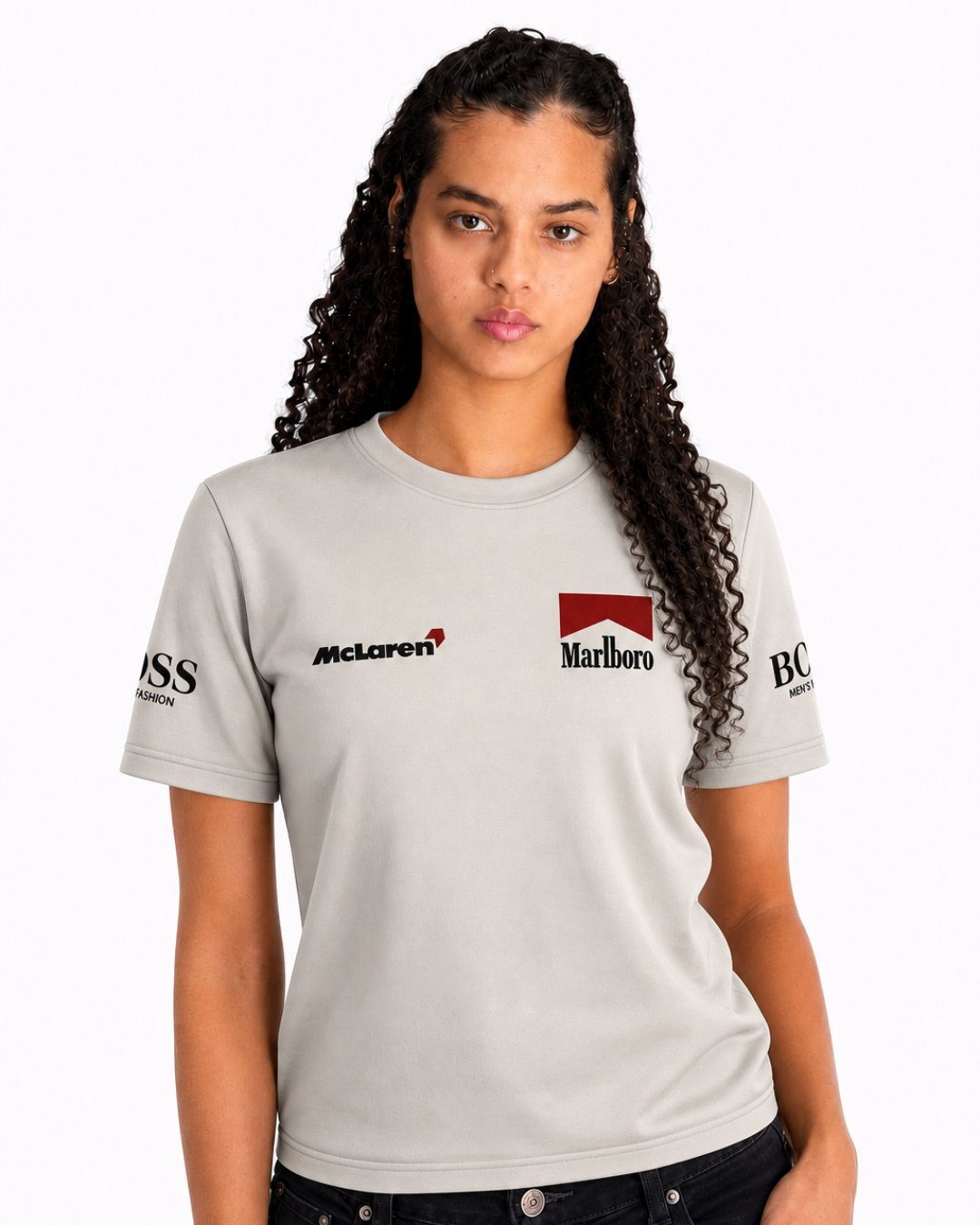 Camiseta Algodão Mclaren Marlboro Retrô anos 90 Off White