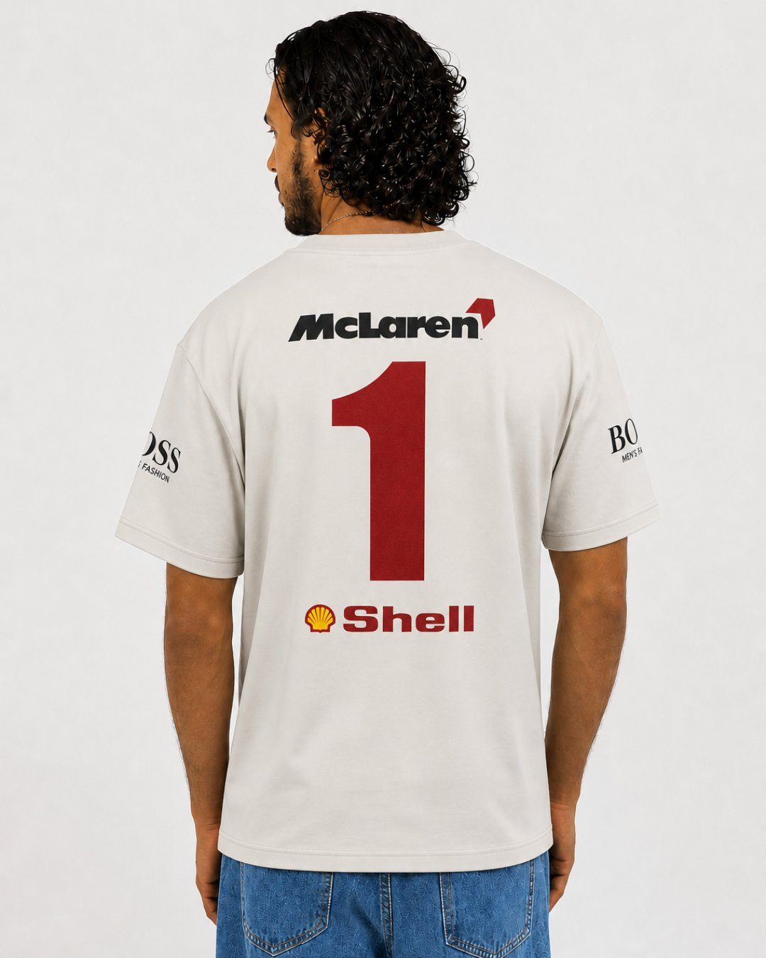 Camiseta Algodão Mclaren Marlboro Retrô anos 90 Off White